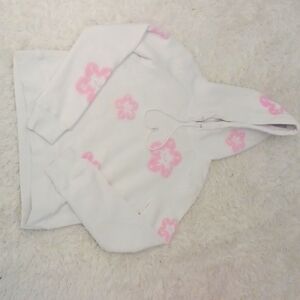 ROKUSTUDIO white/pink hibiscus flower 🌺 String hoodie